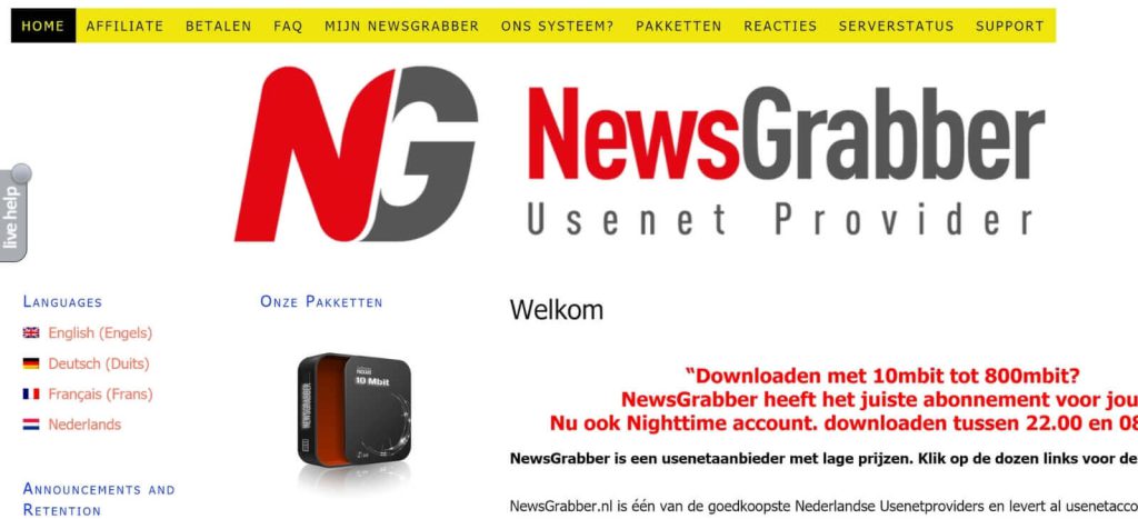 Review van usenet provider NewsGrabber
